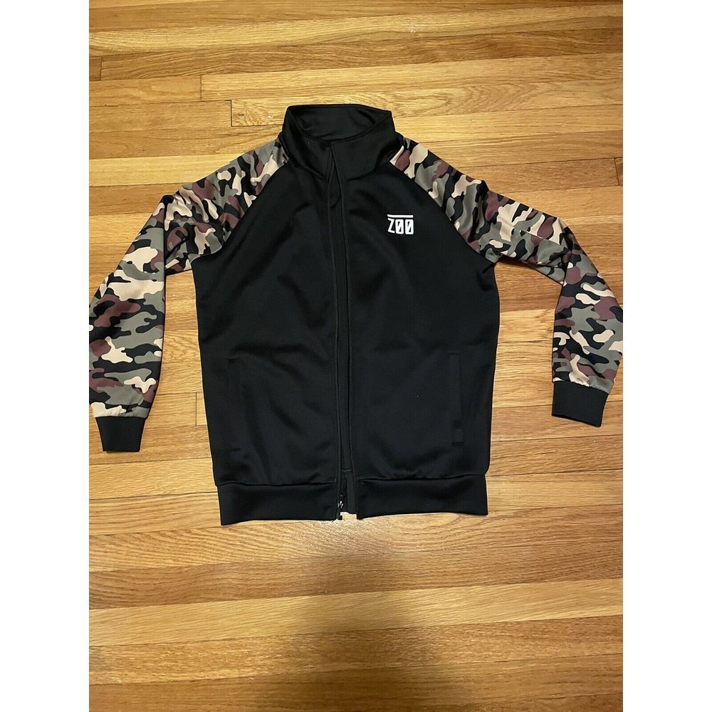 Bradley Martyn Zoo Mens Full Zip Track Jacket Size Large Black Camo Camouflage